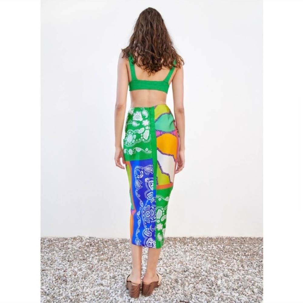 ZARA Printed Front Slit Skirt XS NWOT